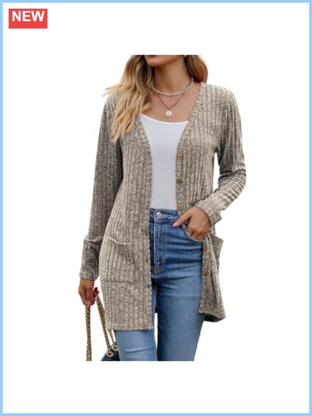 Long Cardigan Sweater Open Front Soft Knit with Pockets